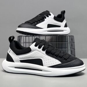 2026 New Summer Men's Mesh Breathable Skate Shoes, Thick Sole Trendy Casual Sports Mesh Sneakers For Young Men & Travel