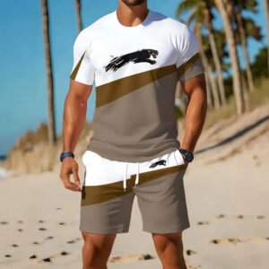 Mens Casual Sportswear Set With Round-Neck T-Shirts